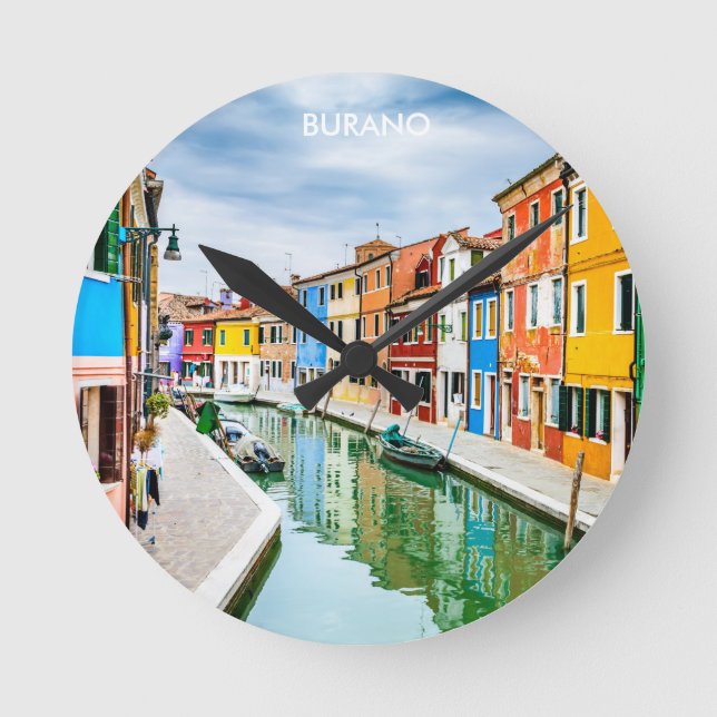 Burano, Italy Round Clock (Front)