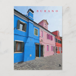 Burano pastel coloured houses view postcard