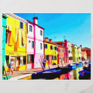 Burano, Venice watercolor painting Flyer