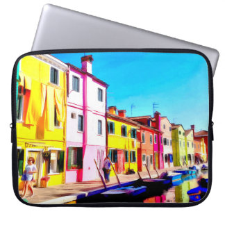 Burano, Venice watercolor painting Laptop Sleeve