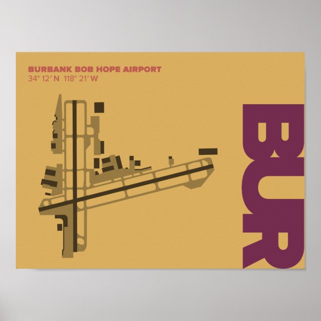 Burbank Bob Hope Airport (BUR) Diagram Poster (Front)