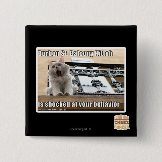 Burbon St. Balcony Kitteh 15 Cm Square Badge (Front)