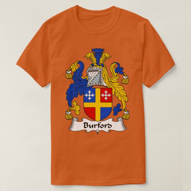 Burford Coat of Arms Family Crest  T-Shirt (Design Front)
