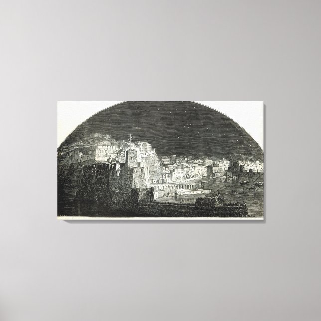Burford's New Panorama of Naples by Moonlight Canvas Print (Front)