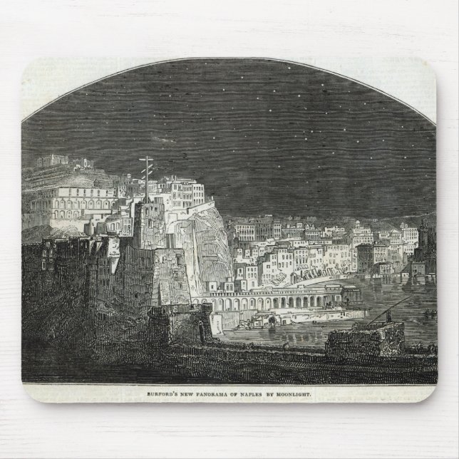 Burford's New Panorama of Naples by Moonlight Mouse Pad (Front)