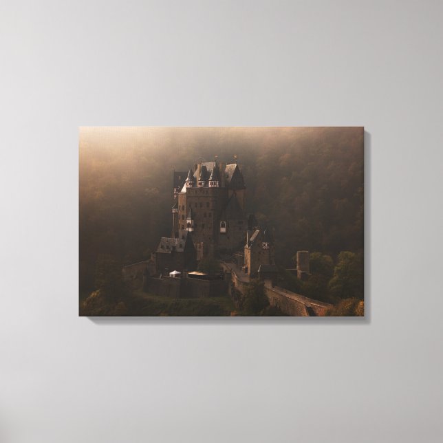 Burg Eltz castle in the morning fog Canvas Print (Front)