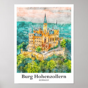 Burg Hohenzollern Germany Travel Watercolor Poster
