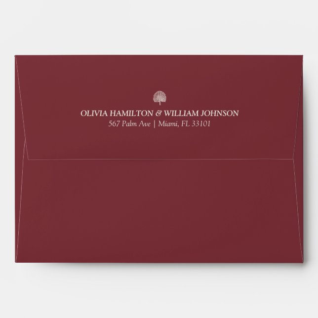 Burgandy 5x7 Minimalist Wedding Envelope (Back (Top Flap))