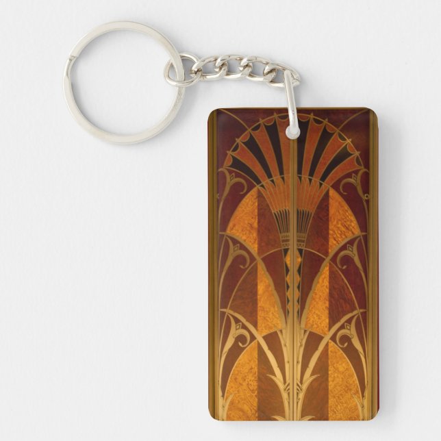 Burgandy and Gold Art Deco Key Ring (Front)