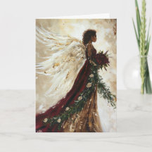 Burgandy Art Angel Greeting Card, Ebony Angel 