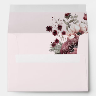 Burgandy  Dusty Rose Floral Wedding  Envelope