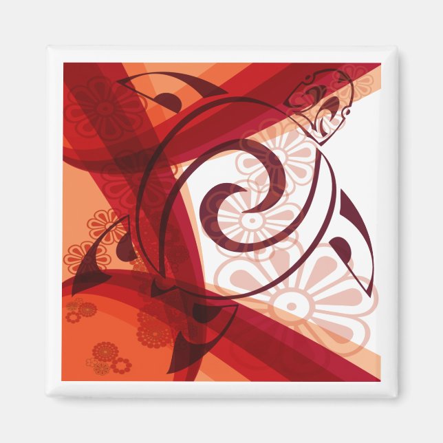 Burgandy-Floral-Turtle Magnet (Front)