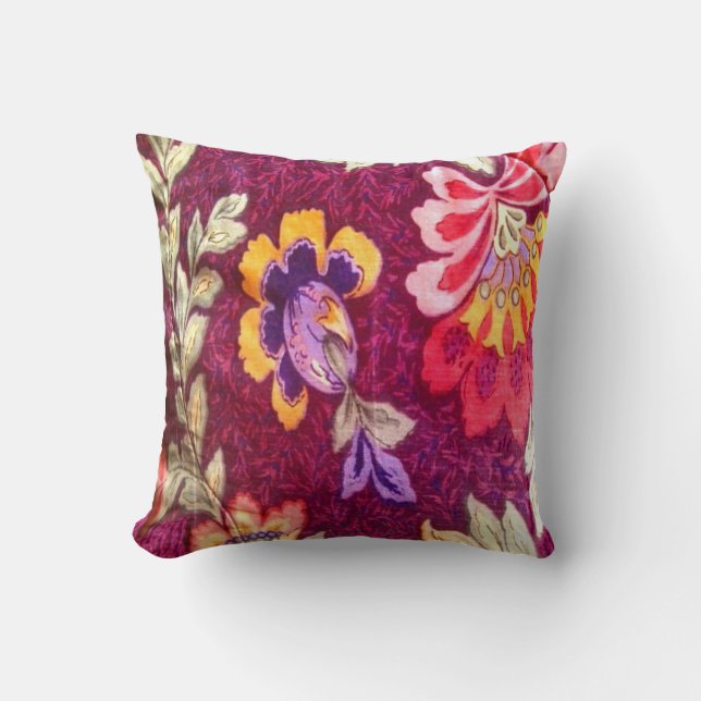 Burgandy Flower Pattern Cushion (Front)