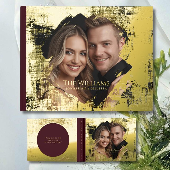 Burgandy Gold Foil Guestbook Elegant Guest Books (Creator Uploaded)