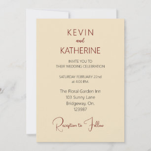 Burgandy Simple Fall Wedding Invitation