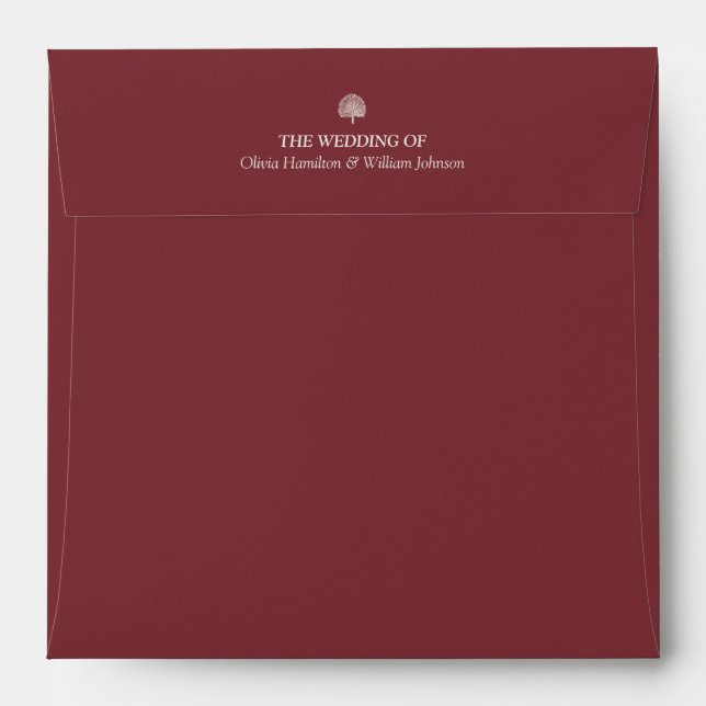 Burgandy Square Ivory Address Panel Envelope (Back (Top Flap))