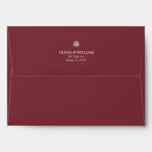 Burgandy Tropical Palm 5x7 Wedding Envelope