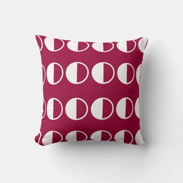 burgandy wine retro white circles pillow (Front)