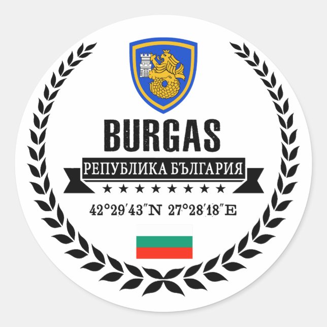 Burgas Classic Round Sticker (Front)
