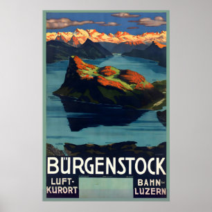 Bürgenstock Lake Lucerne Switzerland Vintage Poster