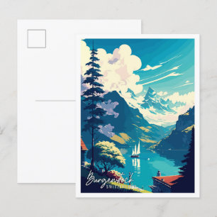 Burgenstock Switzerland vintage travel Postcard