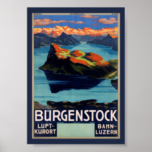 Bürgenstock Switzerland Vintage Travel Poster