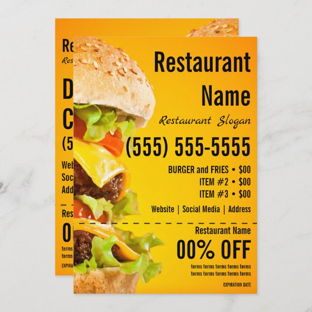 Burger 5x7 Flyer Invitation (Front/Back)