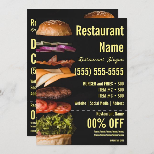 Burger 5x7 Flyer Invitation (Front/Back)