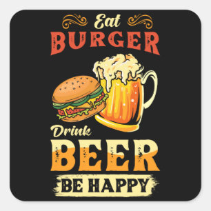 Burger And Beer Square Sticker
