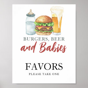 Burger and Bottle Baby shower Favours Poster