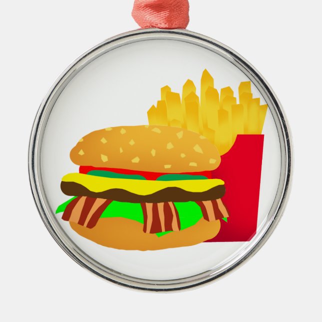 Burger and Fries Metal Tree Decoration (Front)