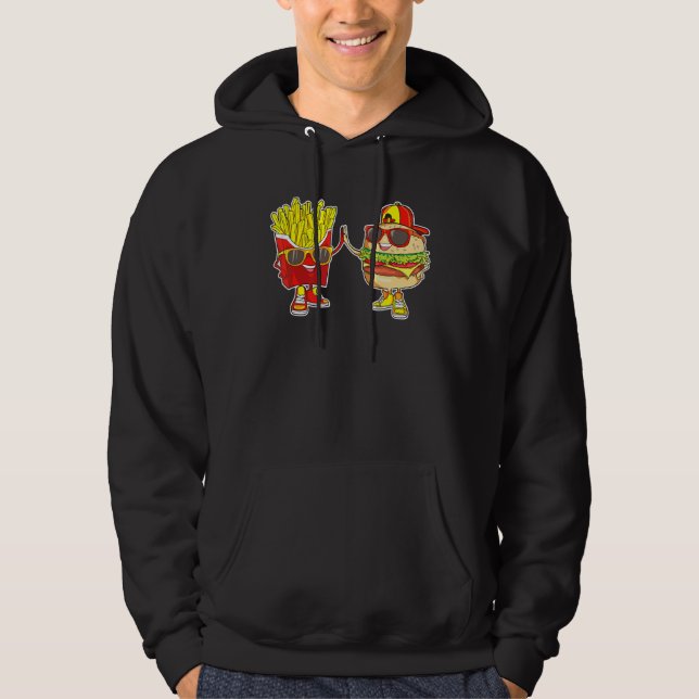 Burger And Fries Trendy Weird Bff Fast Food Who Lo Hoodie (Front)