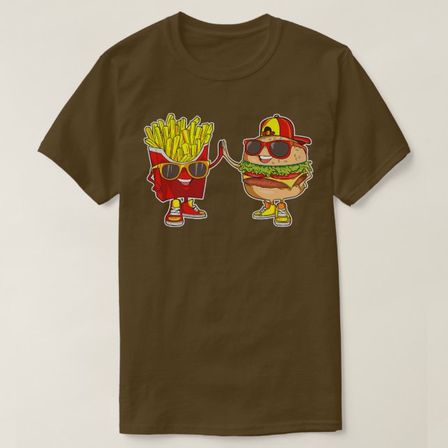 Burger and Fries Trendy Weird BFF Fast Food Who Lo T-Shirt (Design Front)