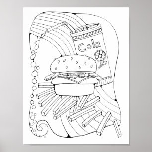 Burger Art Coloring Page Art Poster