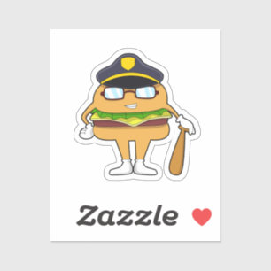 Burger as Police officer with Police hat