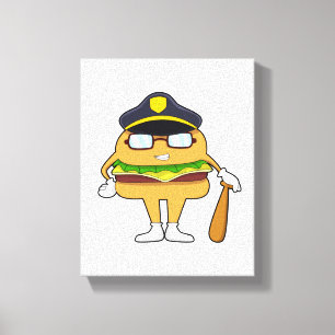 Burger as Police officer with Police hat Canvas Print