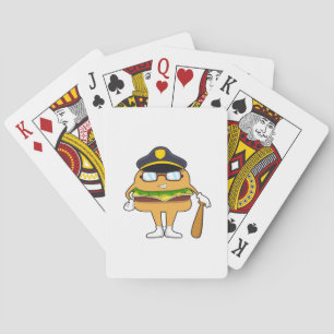 Burger as Police officer with Police hat Playing Cards
