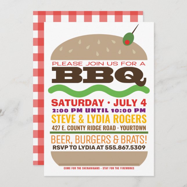 Burger Barbeque | Summer BBQ Invitation (Front/Back)