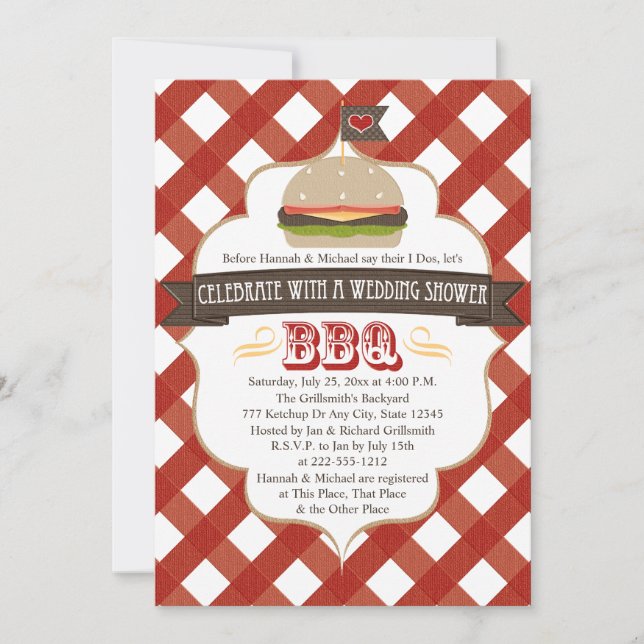 Burger BBQ Wedding Shower Invitations (Front)