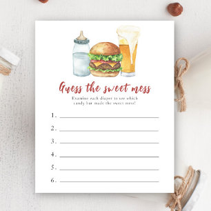 Burger beer baby shower Guess the sweet mess game