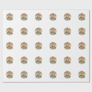 Burger Cat Mascot Cat Fast Food Mascot Cat Vintage Wrapping Paper