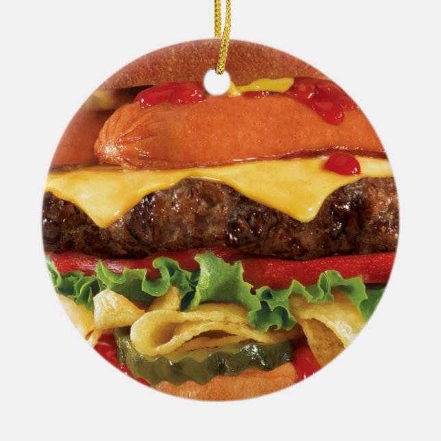 burger ceramic tree decoration (Front)