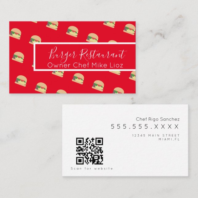 Burger Chef Food Truck Restaurant  Business Card (Front/Back)