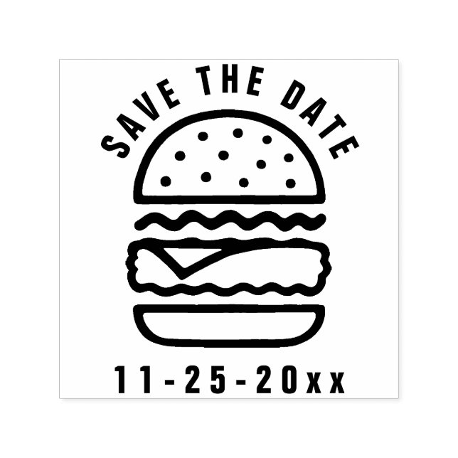 Burger Custom Typography Self Inking Rubber Stamp (Design)