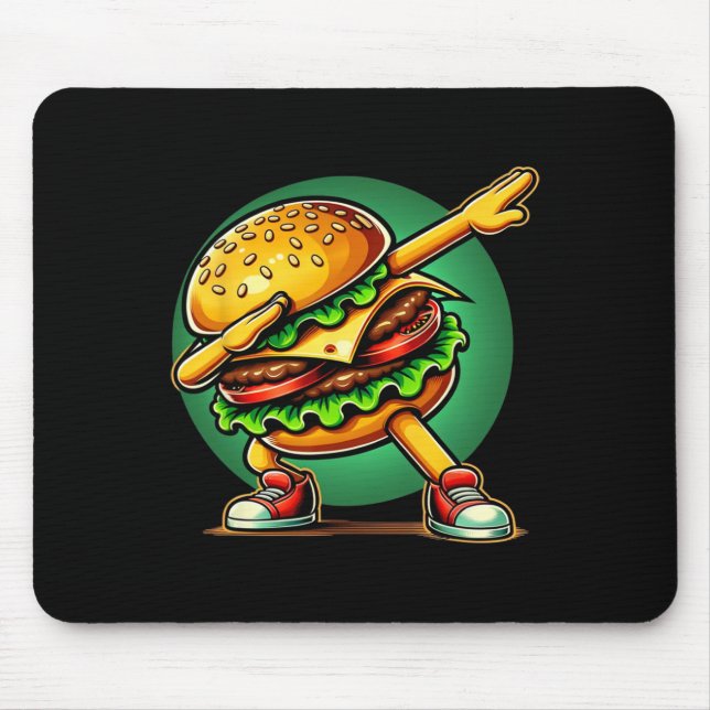 Burger Dabbing Dancing Funny Burger Hamburger Food Mouse Pad (Front)