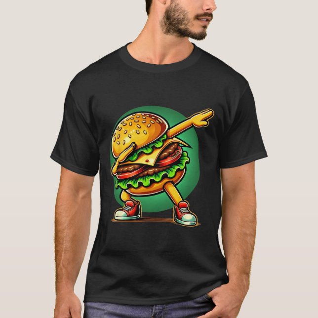 Burger Dabbing Dancing Funny Burger Hamburger Food T-Shirt (Front)