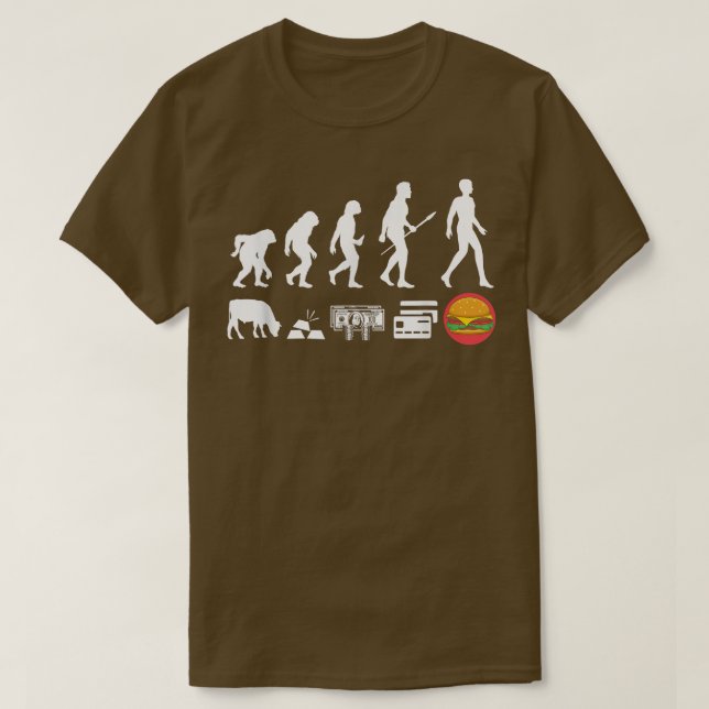 Burger Evolution, Cheeseburger Fast Food Barbecue  T-Shirt (Design Front)