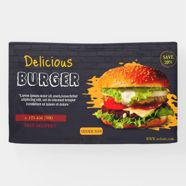 Burger fast food barbecue Hamburger party cute Banner (Horizontal)
