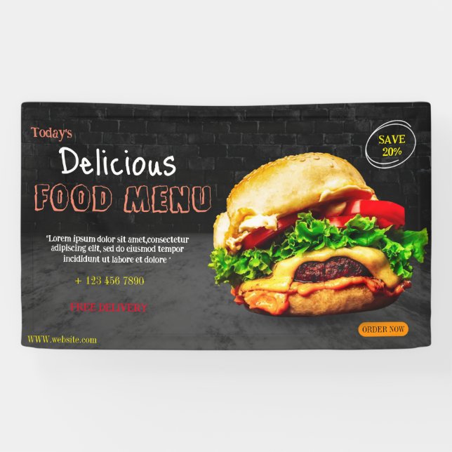 Burger fast food menu barbecue Hamburger cute Banner (Horizontal)