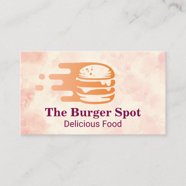 Burger Flying Graphic | Restaurant Business Card (Front)